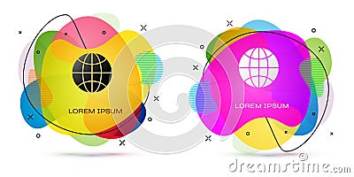 Color Worldwide icon isolated on white background. Pin on globe. Abstract banner with liquid shapes. Vector Illustration Vector Illustration