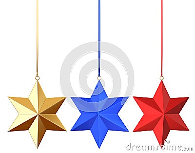 3 color xmas stars Stock Photo
