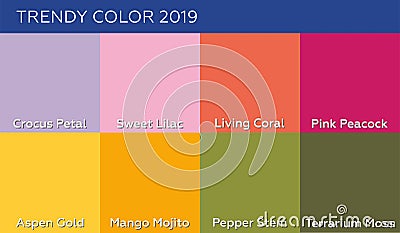 Color of the year 2019 Living Coral pantone and other fashionable trend and neutrals colors of spring-summer 2019 Stock Photo