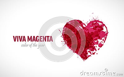 Color of the year 2023. Magenta grunge heart. Vector illustration for viva magenta trend inspiration Vector Illustration