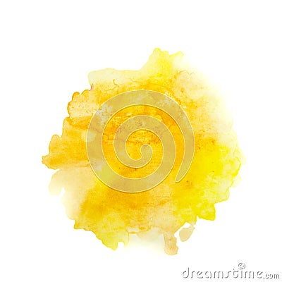 Color, yellow - orange splash watercolor hand painted isolated on white background, artistic decoration Stock Photo