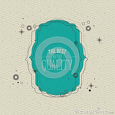 Color zigzag lines background with blue decorative label the best retro quality text Vector Illustration