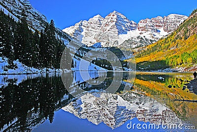 A Colorado Autumn at the Maroon Bells Stock Photo