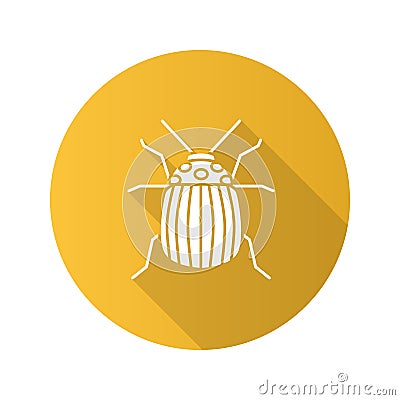 Colorado beetle flat design long shadow glyph icon Vector Illustration