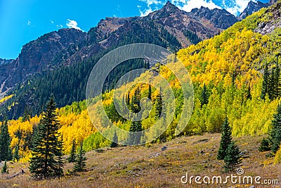 Colorado Fall Foliage Conundrum Hot Springs Trail Stock Photo