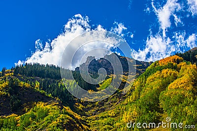 Colorado Fall Foliage Conundrum Hot Springs Trail Stock Photo