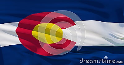 Colorado flag on fabric texture, 3d realistic illustration covers whole frame. High quality, good detalisation Cartoon Illustration