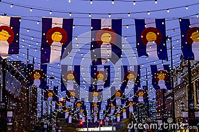 Colorado Flags on Larimer Square Denver Editorial Stock Photo