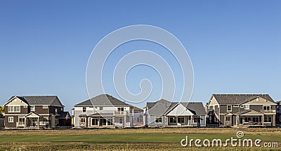 Denver Metro Area Residential Fall Panorama with newly constructed houses Stock Photo