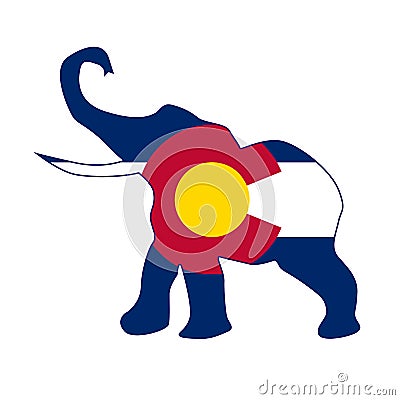 Colorado Republican Elephant Flag Vector Illustration