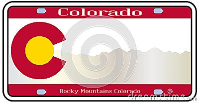Colorado Rocky Mountain Plate Vector Illustration
