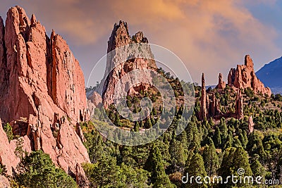 Colorado Scenic Beauty - Red Rock Formations at The Garden Of The Gods in Colorado Springs Stock Photo