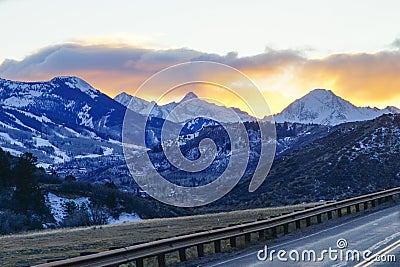 Colorado snowmass sun set Stock Photo