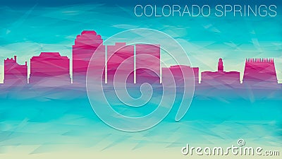 Colorado Springs Skyline City Vector Silhouette. Broken Glass Abstract Geometric Dynamic Textured. Banner Background. Colorful Sha Vector Illustration