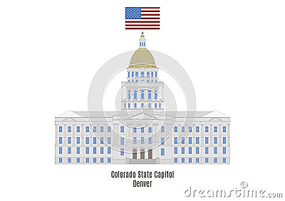 Colorado State Capitol Building, Denver Vector Illustration