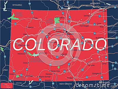 Colorado state detailed editable map Vector Illustration