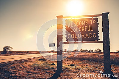 Colorado State Welcome Sign Stock Photo