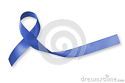 Colorectal/ Colon cancer, Acute Respiratory Distress Syndrome ARDS, and Tuberous Sclerosis awareness symbolic dark blue ribbon Stock Photo