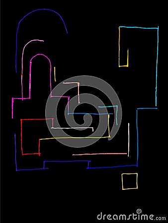 Colored abstract architecture city lineart Stock Photo