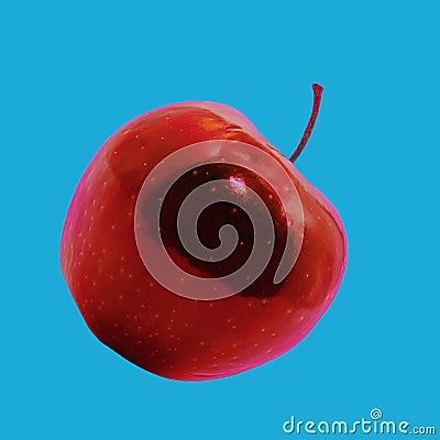 Colored apple on blue background Stock Photo