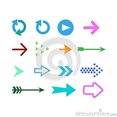 Colored arrow logo set vector Vector Illustration