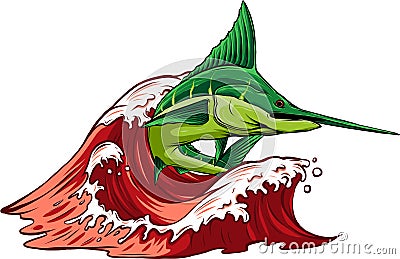 colored atlantic swordfish marlin vector illustration design Vector Illustration