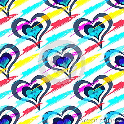 Colored beautiful hearts on the day of the holy valentine seamless pattern Vector Illustration