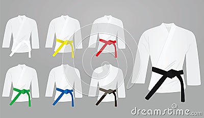 Colored belts with kimono Vector Illustration