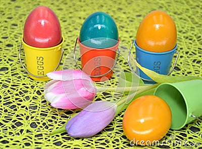 Colored bird eggs scenery Stock Photo