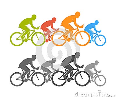 Colored and black flat cycling logo and icon. Stock Photo