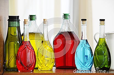 Colored bottles Stock Photo