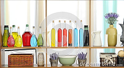 Colored bottles Stock Photo