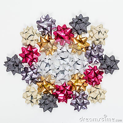 Colored bows on white background Stock Photo