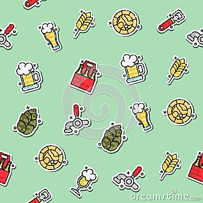Colored Brewing icons set pattern Vector Illustration