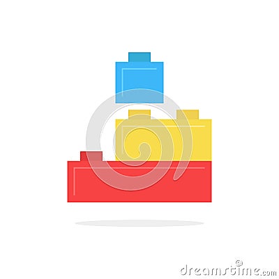 Colored building block toy with shadow Vector Illustration