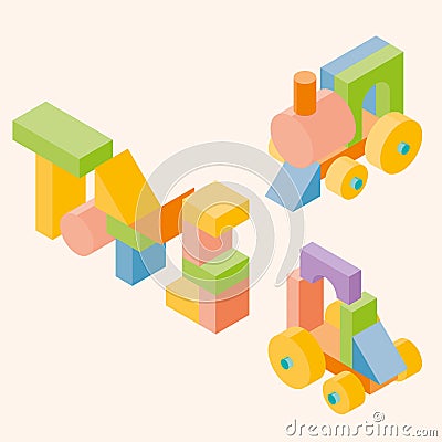 Colored building blocks for children Vector Illustration