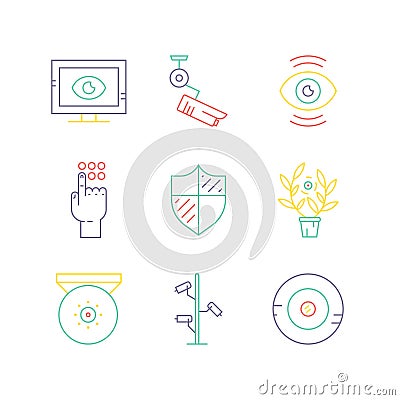 Colored Camera Icons Vector Illustration