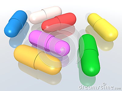 Colored capsules Stock Photo
