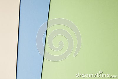 Colored carboards background in beige blue green tone. Copy space. Stock Photo