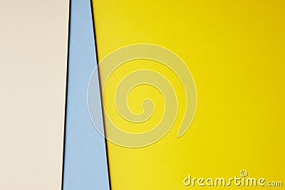 Colored cardboards background in beige blue yellow tone. Copy sp Stock Photo