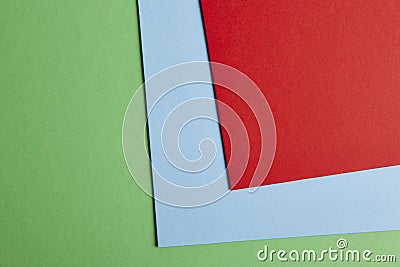 Colored cardboards background in green, blue, red tone. Copy spac Stock Photo