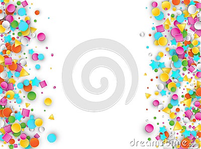Colored Carnaval Confetti Background with Geometric Shapes Vector Illustration
