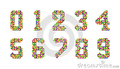 Cartoon Isolated tiles numbers set. Vector set of 1-9 digit baby icons. Colorful numeral alphabet. 3d bright digits Stock Photo