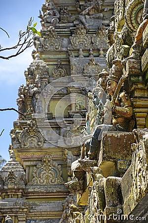 Colored carvings cover the Aadishakti Seeta Amman Temple Stock Photo