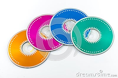Colored cdrom on white background Stock Photo