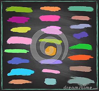 Colored chalk strokes set on a blackboard Vector Illustration