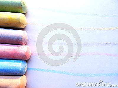 Colored chalks with lines Stock Photo