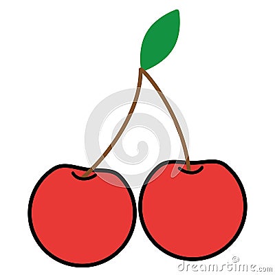 Colored cherry fruit icon Vector Vector Illustration