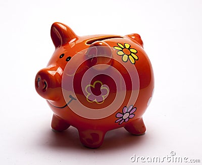 Colored children`s piggy Bank on white background Stock Photo