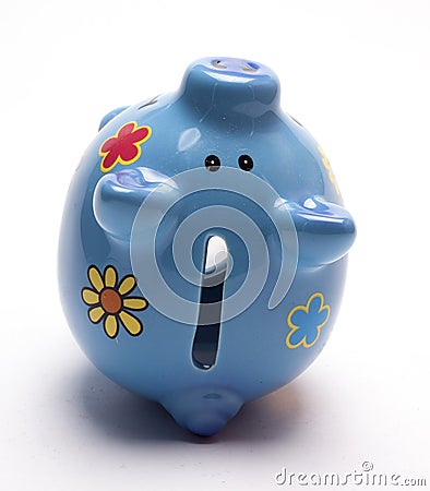 Colored children`s piggy Bank on white background Stock Photo